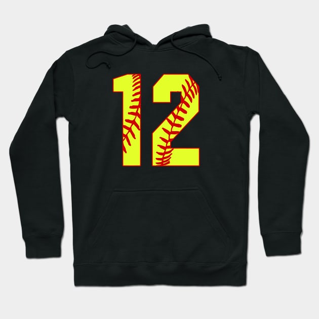 Fastpitch Softball Number 12 #12 Softball Shirt Jersey Uniform Favorite Player Biggest Fan Hoodie by TeeCreations